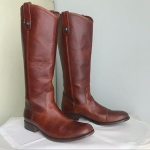 FRYE Melissa Button Leather Pull On Riding Boots